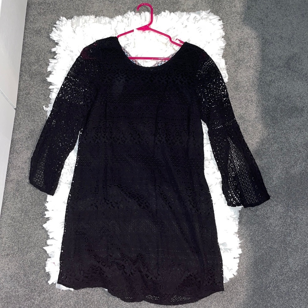 Kori Size Large Black Dress, Straps Across Back